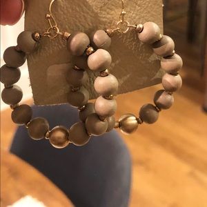 Wood/Gold Hoop Earrings